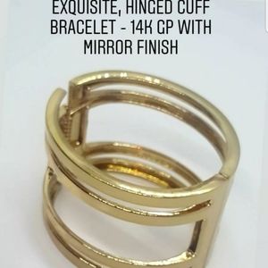 Mogal Runway Modernist 14k GP Hinged Bracelet